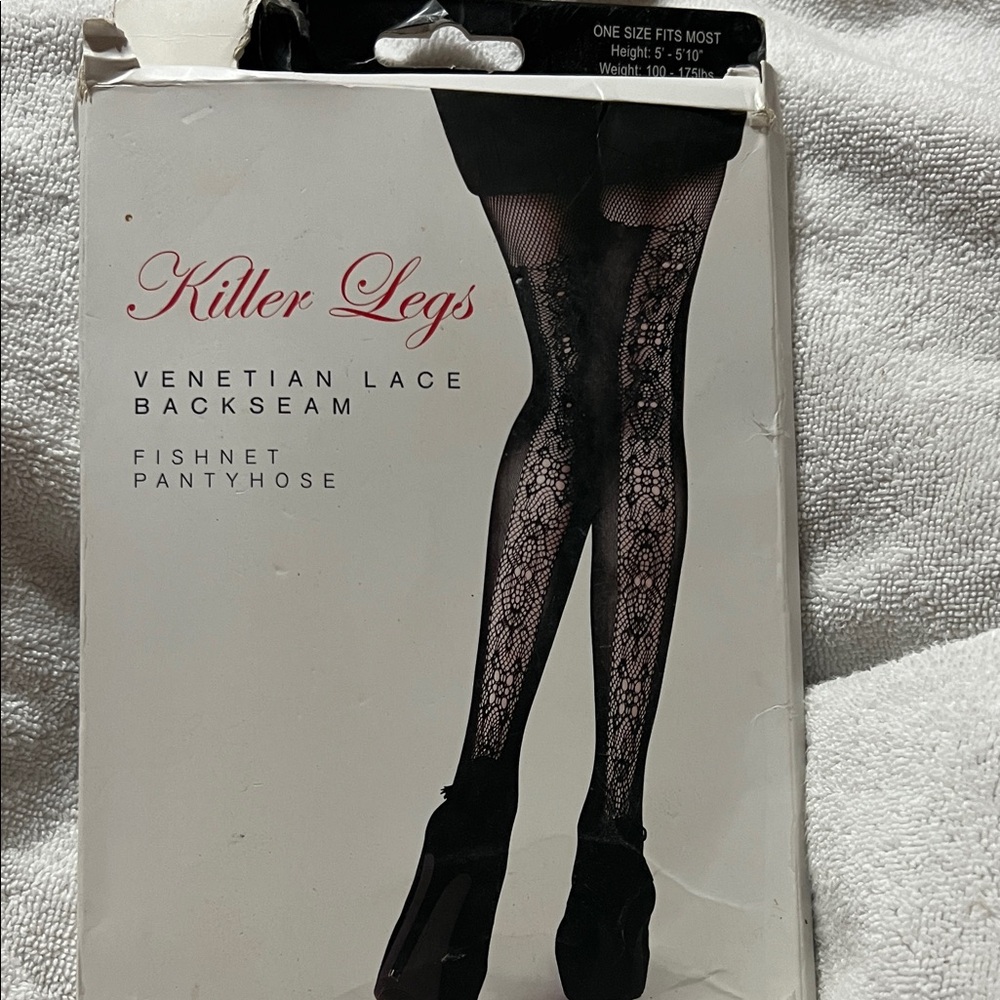 Killer Legs Black Lace Fishnet Pantyhose